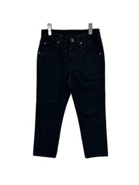 Brunello Cucinelli Black Button Fly Logo Patch Cropped Denim Pants 36